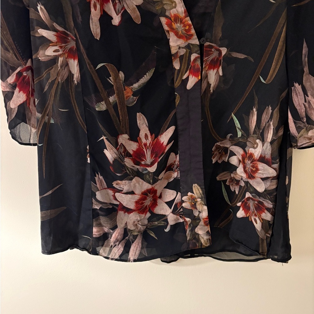 ALLSAINTS Elsie Kuroyuri Kimono Open Front Wrap Blouse Size 4 Feminine Luxury - Picture 11 of 14